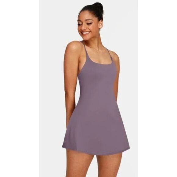 Halara Everyday Softlyzero Airy Dress Backless Cool Touch Mini Elderberry NWT L - Picture 1 of 7